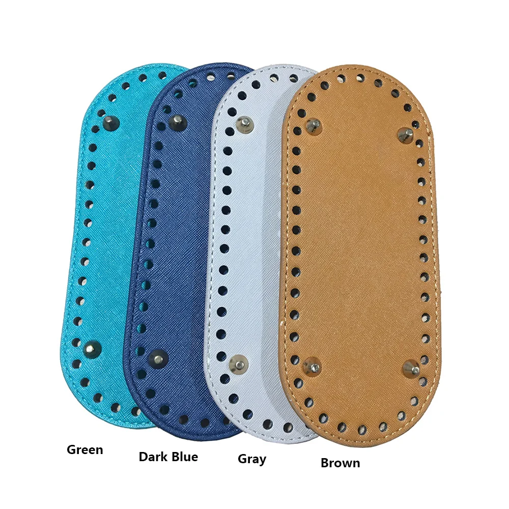 21x9cm Bag Bottoms for Knitting Bag DIY Patent Leather Bag Accessories Oval Bottom with Holes DIY Bag Leather Bottom For Women