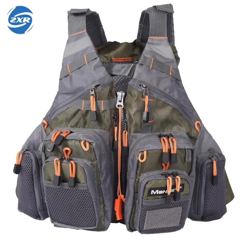 

Zuoxiangru New Style Outdoor Fishing Vest Combo Army Green Fishing Waterproof Nylon Fabric Multi-pocket Adult Fishing Vests