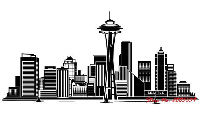 seattle skyline cityscape removable sticky vinyl wall stickers home seattle cityscape