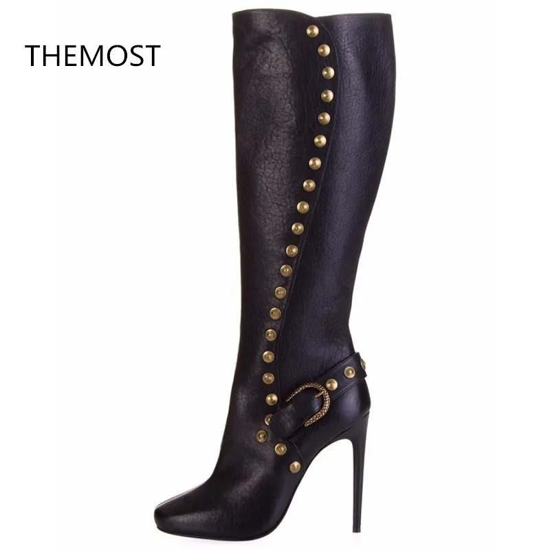 

THEMOST Boots Women's shoes Latest products in 2018 Metal decoration The European and American style Suitable for winter wear