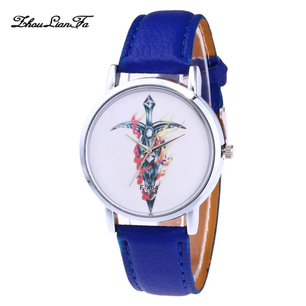 Womens Leather Analog Alloy Sword Pattern Design Round Band Quartz Wrist Watch For Fashion Woman Gifts Womens Leather Analog Alloy Sword Pattern Design Round Band Quartz Wrist Watch For Fashion Woman Gifts