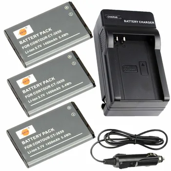 

DSTE 3PCS CT-3650 Rechargeable Battery + Travel and Car Charger for Contour VholdR ContourHD 720P 1080P 1200 1300 1500 Camera