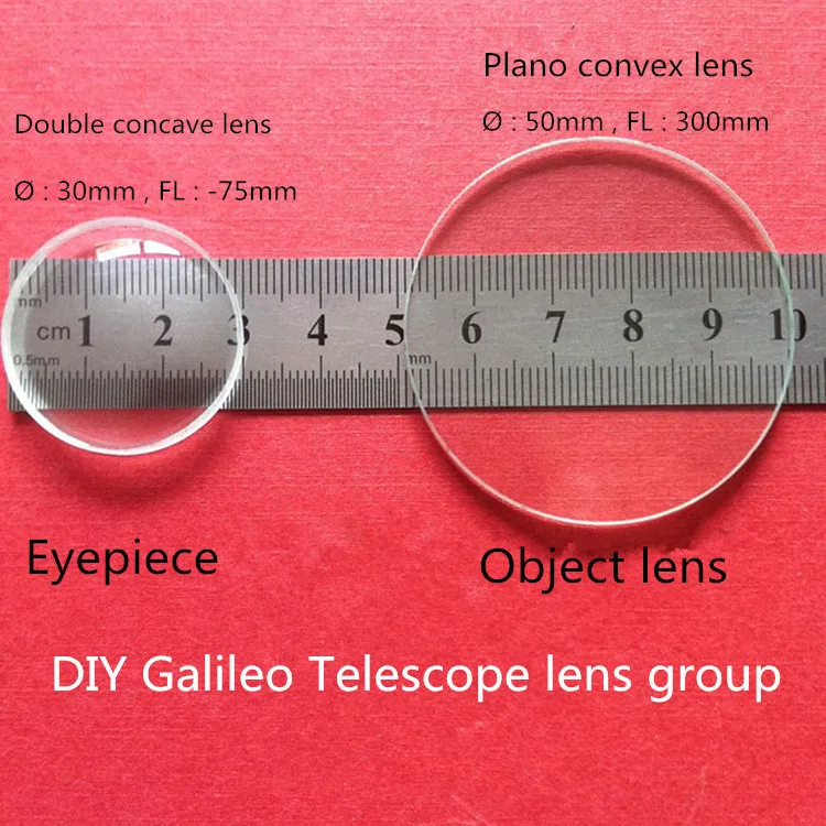 DIY galileo Telescope lens group 30mm diameter 75mm focal length and