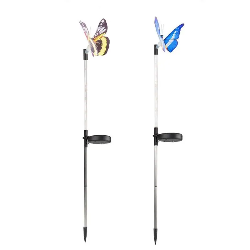 

2pcs Solar Fiber Butterfly LED Light RGB Outdoor Waterproof Lawn Lamp Decor