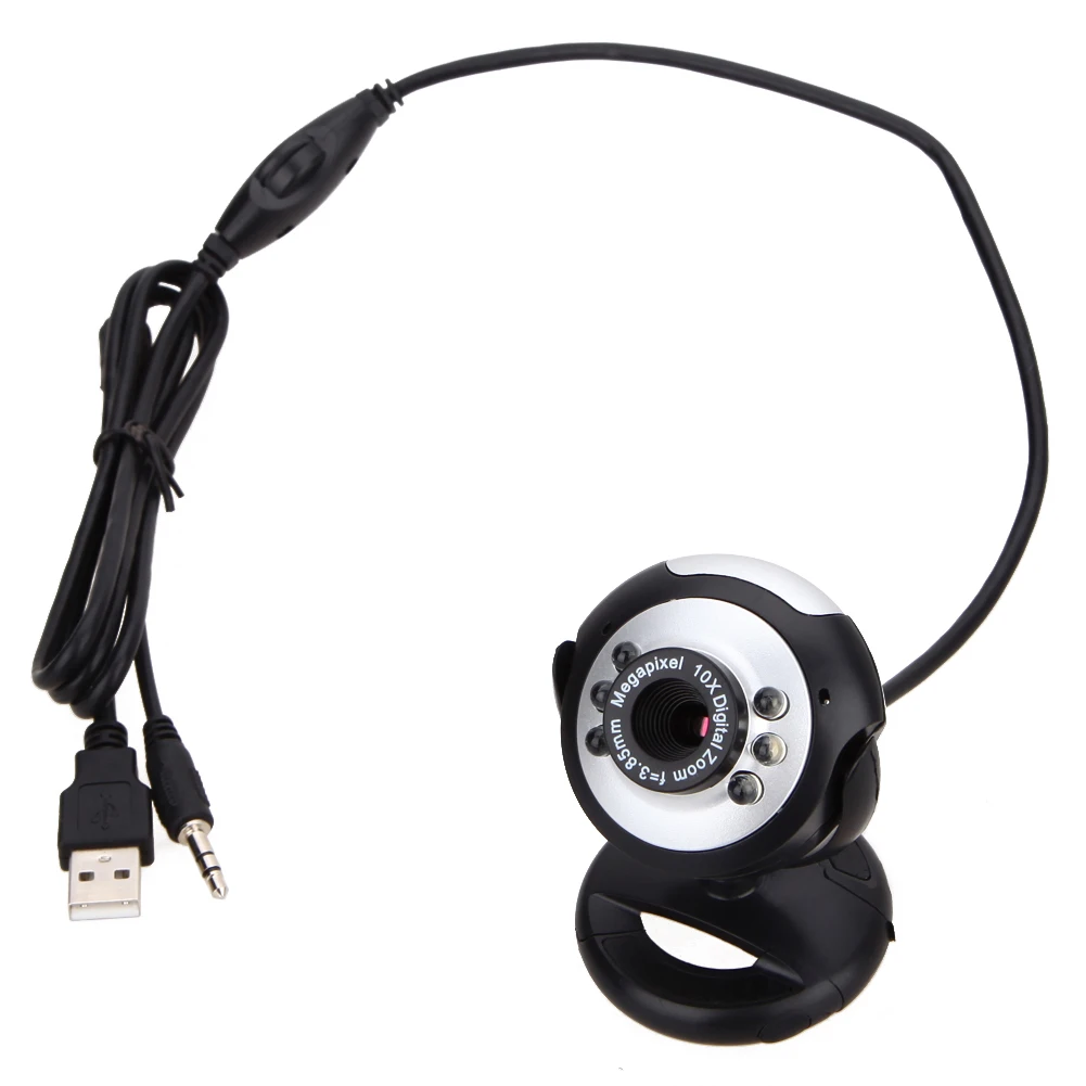 

0.5MP 6 LED Webcam USB 2.0 Camera with Mic for PC Laptop Computer 1/4 High Resolution CMOS VGA Sensor Webcam