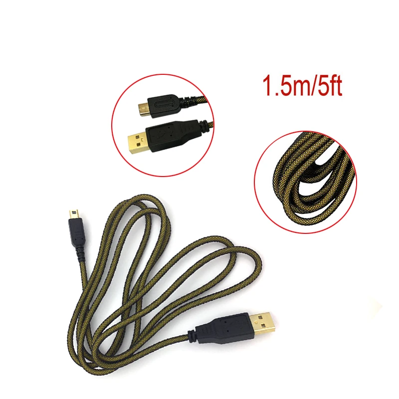 USB Charger Data Cable For Nintend New 3DS XL/ 3DS / DSi / DSi XL / 2DS Sync Power Charger Cord Cable Gold Plated Charging