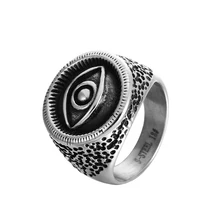 ZMZY Vintage Punk mauvais oeil anneaux pour hommes en acier inoxydable motard anneau diable globe oculaire Halloween fête accessoires bijoux