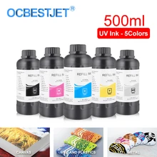 500 мл 5 сворачиваемая Спортивная бутылка(не содержит бис-набор Светодиодный УФ чернила для DX4 DX5 DX6 DX7 печатающая головка для Epson 1390 R1800 R1900 4800 4880 7880 9880 УФ планшетный принтер