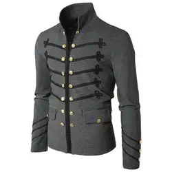 Мужская Мода готический в стиле милитари парадная куртка зима-осень стимпанк пальто Для мужчин Повседневное Black Rock верхняя одежда туника