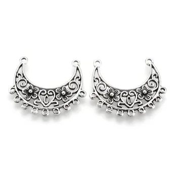 

PandaHall 10pc 29x34x1.5mm Moon Alloy Chandelier Links Antique Silver Color Nickel Free