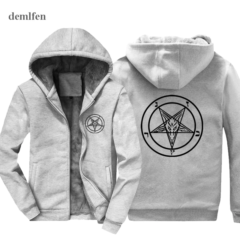 Зимняя Готическая пентаграмма, оккультный сатана, мужские модные толстовки, мужская куртка с капюшоном в стиле хип-хоп, топы, Harajuku, уличная одежда