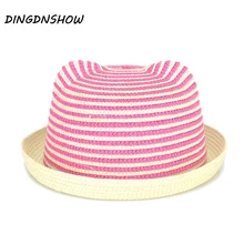 [DINGDNSHOW] Новинка года, модная пляжная широкополая шляпа от солнца Соломенная шляпка с ушками, детские летние шапки с рисунком для девочек и мальчиков, Панама для детей