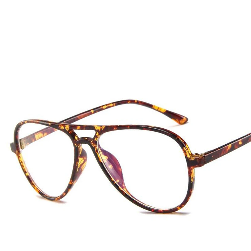 Модные индивидуальные PC овальные оптические очки для женщин и мужчин ретро прозрачное зеркало поддельные очки компьютерная прозрачная рамка - Цвет оправы: Leopard