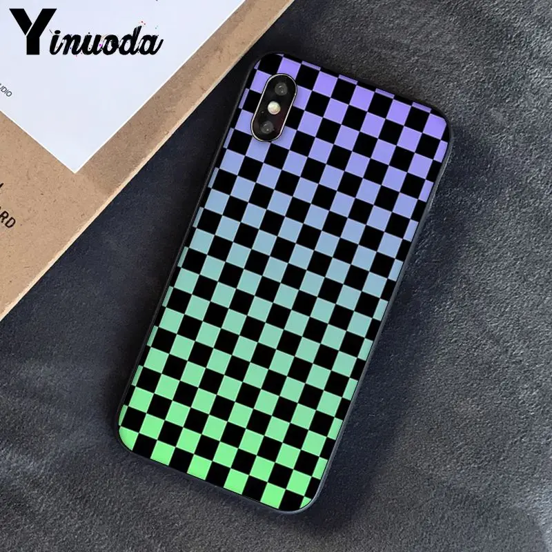 Клетчатый чехол Yinuoda в шахматную клетку для телефона iphone SE 2020 8 7 6 6S 6Plus X XS MAX 5 5S XR