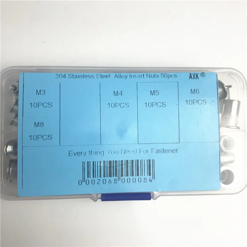 50 шт./кор. M3 M4 M5 M6 M8 Алюминий сплав Rivnut плоской головкой заклепки с резьбой вставка из нержавеющей стали Nutsert Кепки заклепочная гайка Ассортимент Комплект