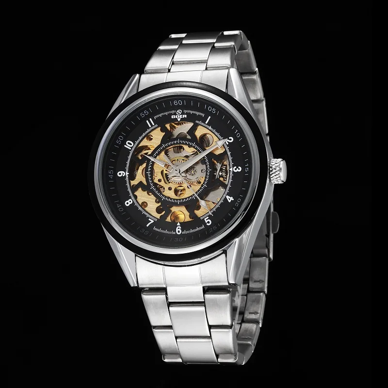 GOER brand men s mechanical watches Automatic Luminous digital waterproof male Wrist watch Skeleton stainless steel