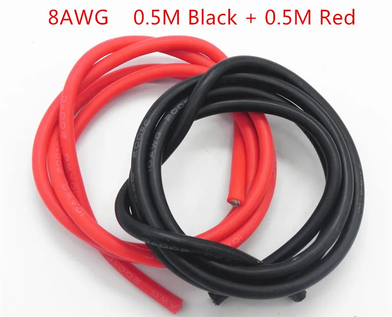 100 компл./лот 8AWG 1 м силиконовый провод кабель 0 5 черный + красный конструкция