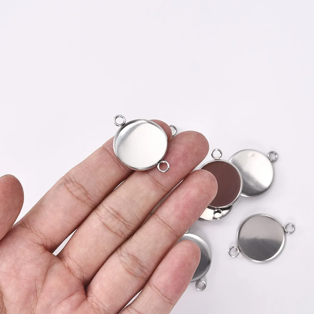 20mm Stainless Steel Connector Setting Cabochon Base Cameo Bezel (3)