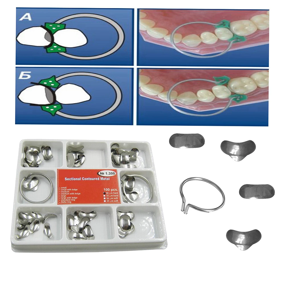 100Pcs Each Box Dental Matrix Sectional Contoured Metal Matrices No.1.
