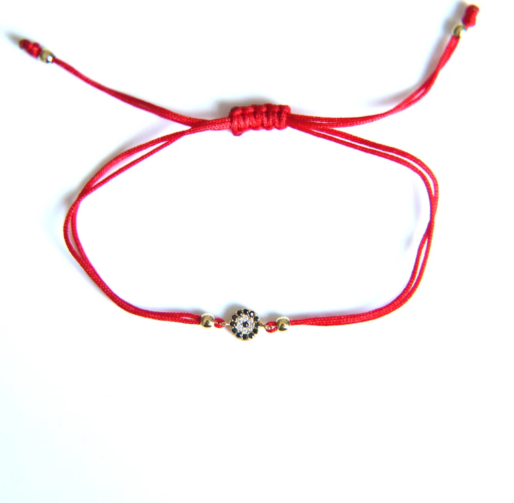

wholesale China factory red rope evil eye CZ Stones Adjustable Red String Charm Bracelets for Women Lucky Jewelry