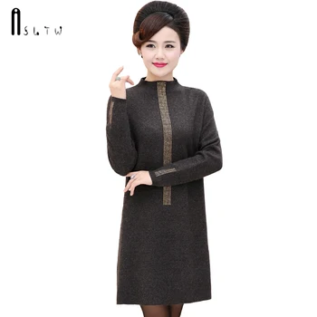 

ASLTW 2018 New Sweater Women Fashion Autumn Spring Long Sleeve Knitwear Dress Women Sweaters and Pullovers Dress