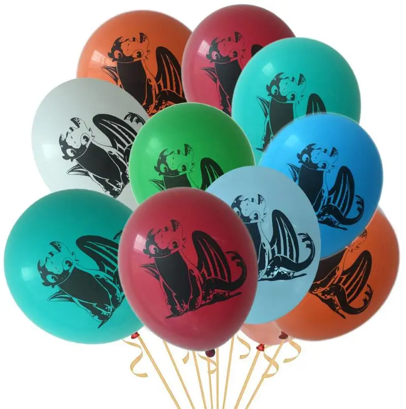 Большие шары из фольги, Как приручить дракона, черные цифры 1, 2, 3, беззубичные фигурки дракона, шар, подарок на день рождения - Цвет: 10pcs 12inch