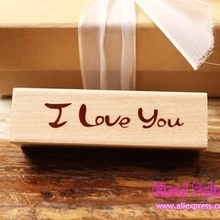 20 шт. Винтаж прямоугольный "I LOVE YOU" деревянный штамп, DIY штамп 20 шт./партия
