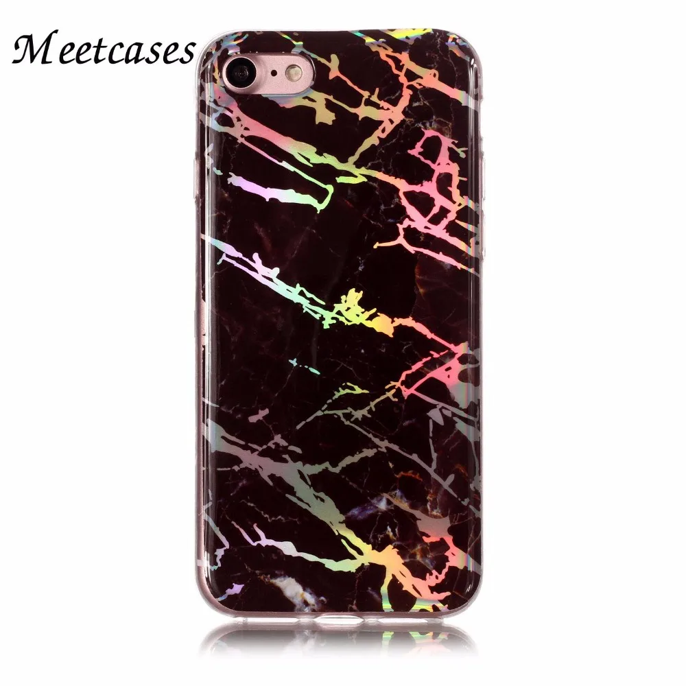 Meetcases Black holo marble phone cases For Iphone 7plus 8plus TPU soft material New Arrive styles |