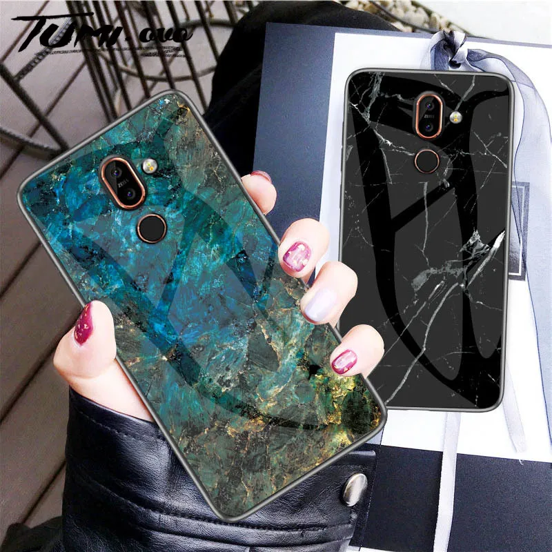 

Luxury Marble Tempered Glass Case For Nokia X6 7 Plus 3.1 7.1 Plus X7 4.2 1 X71 Back Phone Protect Cover Case Silicone Frame