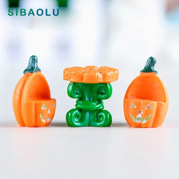 

4pcs/set Strawberry Apple Pumpkin model Table Chair miniature figurine Resin Craft home fairy garden decoration DIY accessories