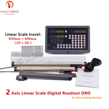 

650mm+800mm 2 Axis Linear Scale 5um Linear Encoder + 110/240VAC Digital Readout DRO kit for 25"+32" Wire Cutting Machine