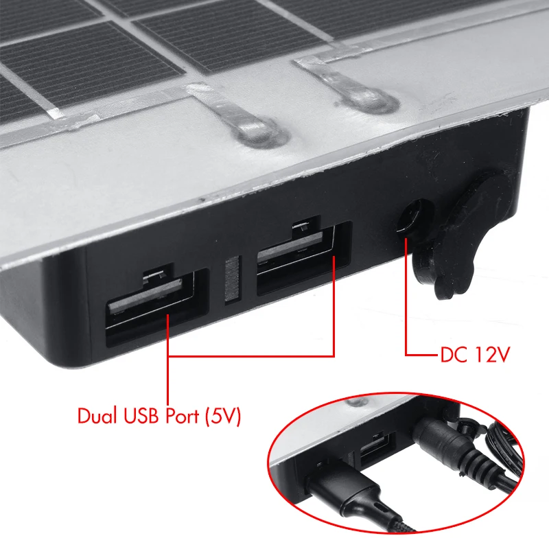 Солнечная панель с двойным USB 30 Вт светильник сигарета + 10/20/30/40/50A контроллер