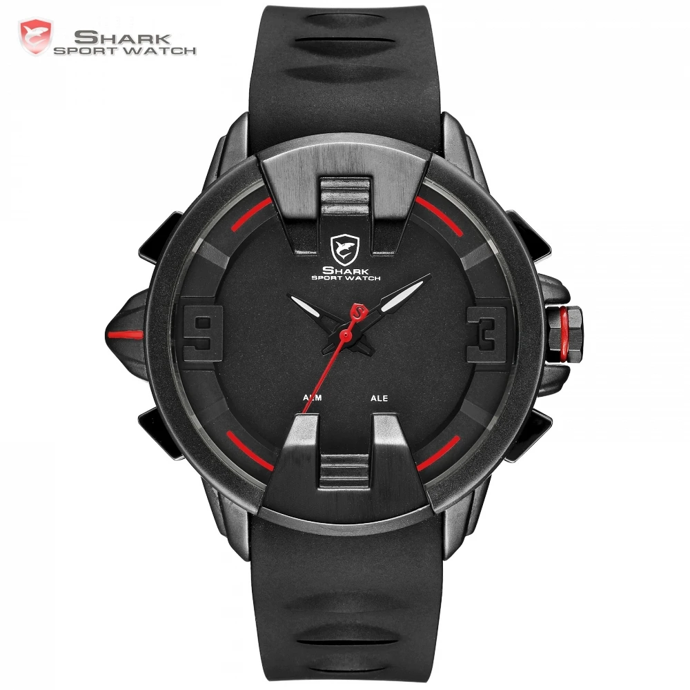 Wobbegong Top Brand SHARK Sport Black Watch New Design Digital LED Analog Men's Quartz Silicon Band Geek Men Clock Watch / SH557 Wobbegong Top Brand SHARK Sport Black Watch New Design Digital LED Analog Men's Quartz Silicon Band Geek Men Clock Watch / SH557