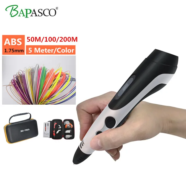 Best Price Drawing Pen 3d Original BAPASCO BAP-04 3D Printing Pen LED/LCD DIY Screen 3D Pen+200M ABS/PLA Children's toys birthday present