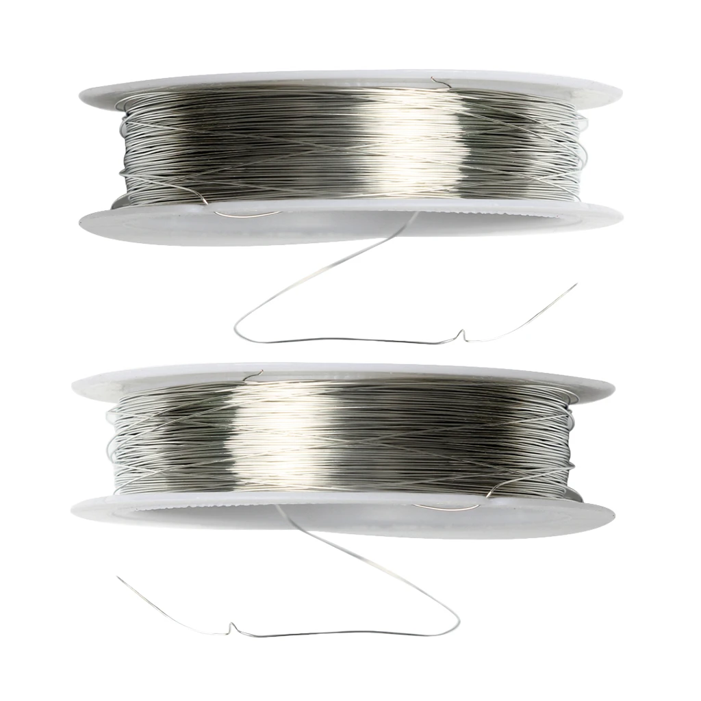 

2 Rolls of 44 Meter Iron Wire Cord Jewelry Making Findings for DIY Bride Hair Jewelry 0.3mm, Silver
