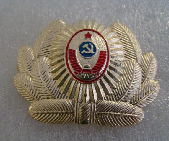 

RUSSIAN SOVIET OFFICER POLICE USSR METAL CAP HAT BADGE COCKADE