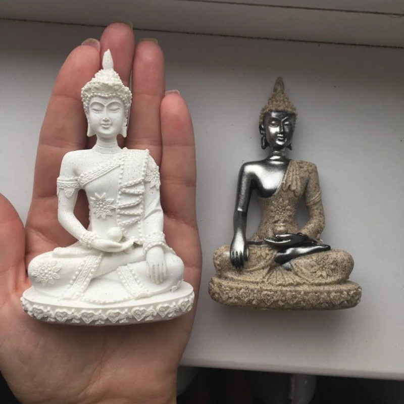 11 stile Natura Arenaria In Miniatura Statua di Buddha Thailandia Fengshui Figurine Indù Meditazione Scultura Decorazione Della Casa