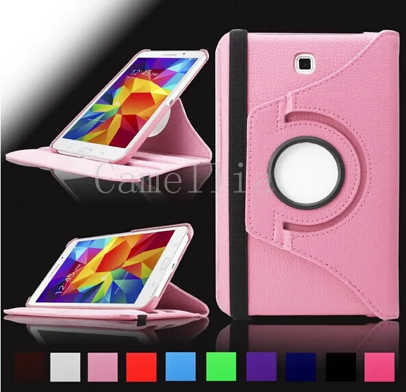 CucKooDo 100 шт./лот 360 Вращающийся градусов вращающийся стенд PU кожаный Смарт чехол для Samsung Galaxy Tab 4 7 дюймов SM-T230NU - Цвет: Pink
