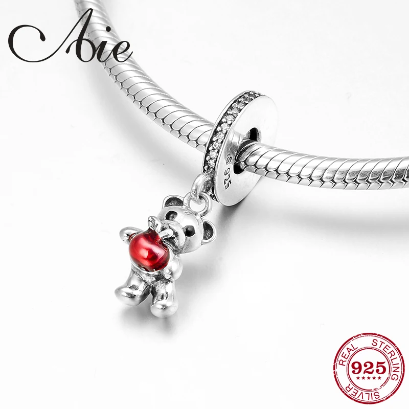 

Hot 925 Sterling Silver apple bear pendants beads For Jewelry making Fit Original Pandora Bracelet Charm necklace