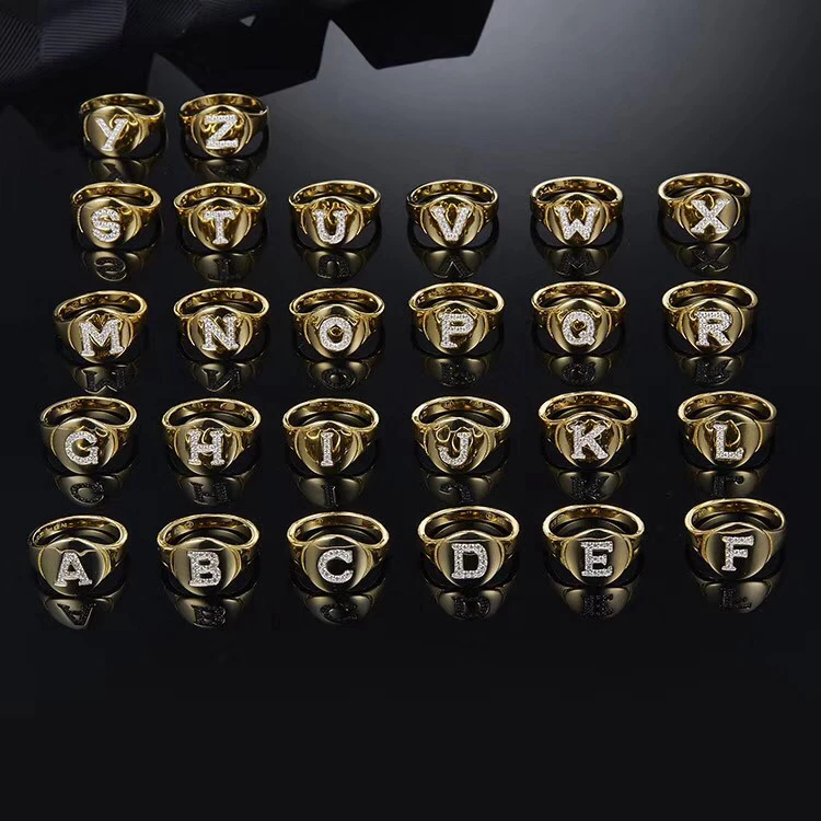 

Monaco Brand Initial Rings 3A Zircon Paved Letters A B C P Z M Name Ring For Women Girl Fashion S925 Sterling Silver Jewelry