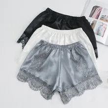 Распродажа, квалифицированное женское атласное шелковое нижнее белье-шорты, широкие трусы с кружевом, эластичная резинка на талии, уютное летнее прохладное нижнее белье