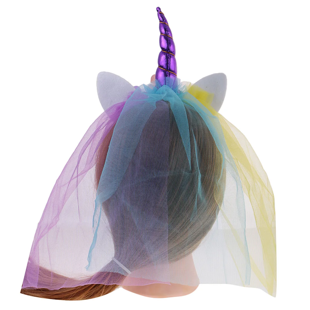 Unicorn Headbands with Ear and Felt Rose Flower Animal Unicorn Birthday Party Stretch Hair Band Girls Christmas Halloween Decor