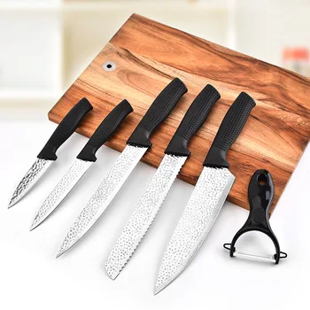 

Jaswehome Stainless Steel 6pcs Kitchen Knives Set Fruit Paring Utility Santoku Chef Slicing Bread Kitchen Knife
