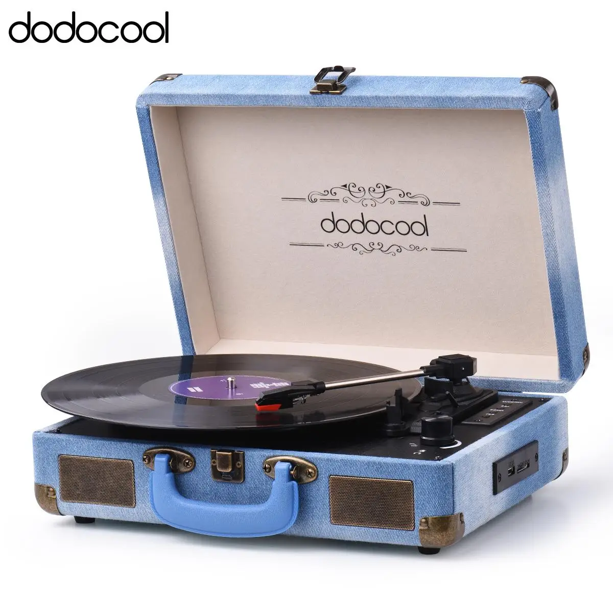 

dodocool 3 Speed Wireless Stereo Record Player Built in Speaker Bluetooth Speaker Support SD Card USB Input Recording Function