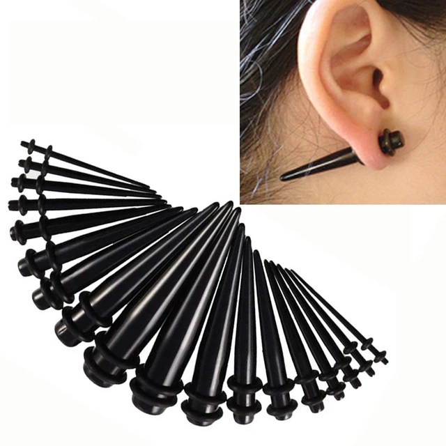 Us 0 46 2 Pieces Size Acrylic Plastic Sblack Ear Taper Plugs Earring Gauges Punk Plug Expander Tunnel Body Piercing Jewelry In
