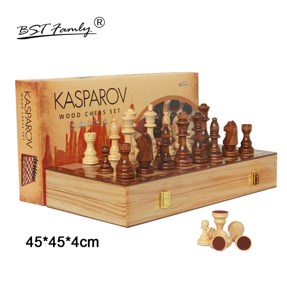 BSTFAMLY Wooden Chess Set International Chess Game High-grade Folding Chessboard Wooden Chessman Chess Pieces King H 105mm I37 BSTFAMLY Wooden Chess Set International Chess Game High-grade Folding Chessboard Wooden Chessman Chess Pieces King H 105mm I37