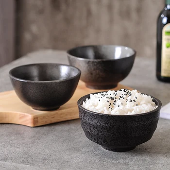 

ceramic desserts bowls black pigmented porcelain high quality rice bowl 4.5 inch Japan style restaurant kitchen cutlery 1 piece