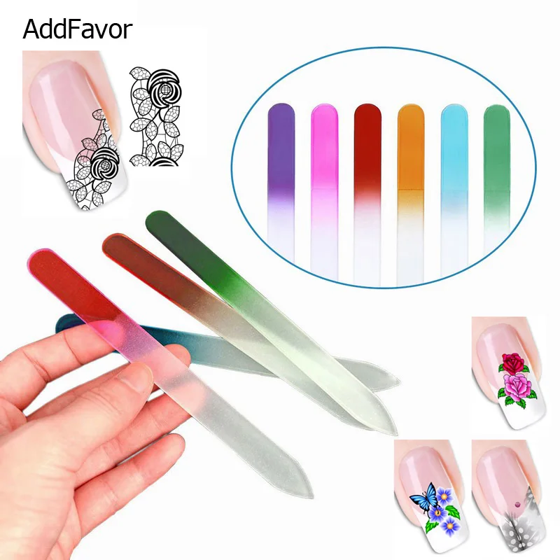 AddFavor 6Pc Crystal Nail File Manicure Set Glass Nail Polishing Tool