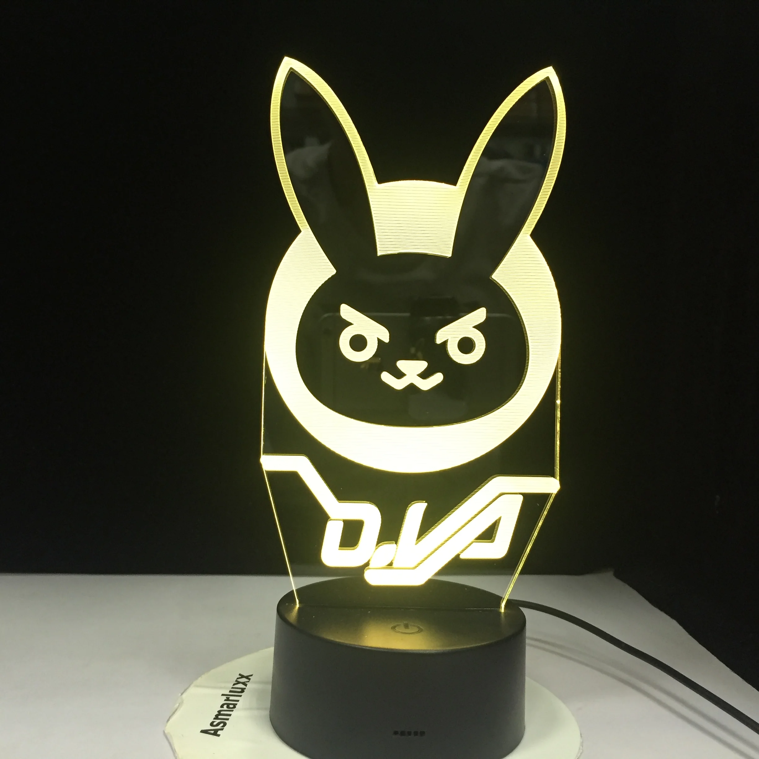 Мультфильм 3D LED освещение животное кролик акрил RGB ночник USB сенсорный контроль