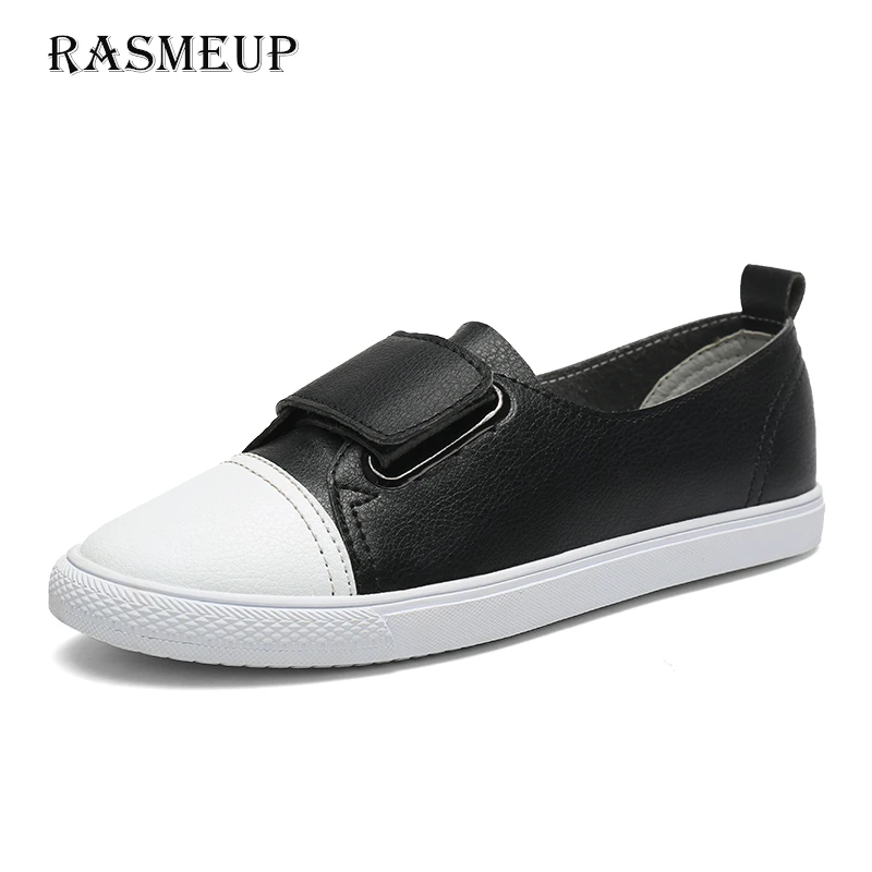 

RASMEUP Genuine Leather Women's Flat Sneakers 2018 Summer Women Soft Slip On Ballet Flats Woman Casual Loafers Ladies Shoes
